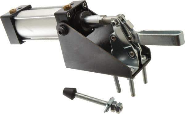 Gibraltar - 600 Lb Inner Hold Capacity, Vert Mount, Air Power Hold-Down Toggle Clamp - 1/8 NPT Port, 95° Bar Opening, 1.81" Height Under Bar - Apex Tool & Supply