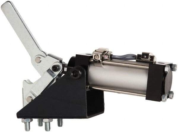 Gibraltar - 750 Lb Inner Hold Capacity, Vert Mount, Air Power Hold-Down Toggle Clamp - 1/8 NPT Port, 92° Bar Opening, 1.81" Height Under Bar - Apex Tool & Supply
