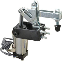 Gibraltar - 375 Lb Inner Hold Capacity, Horiz Mount, Air Power Hold-Down Toggle Clamp - 1/8 NPT Port, 95° Bar Opening, 2.76" Height Under Bar - Apex Tool & Supply