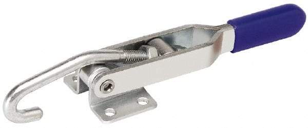 Gibraltar - 200 Lb Capacity, Horizontal, J Hook, Flanged Base, Stainless Steel Pull Action Latch Clamp - 2.35" Drawing Movement, 6.01" OAL, Straight Handle - Apex Tool & Supply
