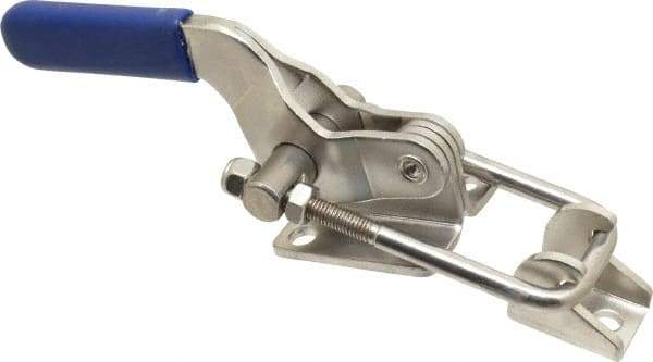 Gibraltar - 2,000 Lb Capacity, Horizontal, U Hook, Flanged Base, Stainless Steel Pull Action Latch Clamp - 2-1/2" Drawing Movement, 7-1/2" OAL, Whale Tail Handle - Apex Tool & Supply