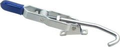 Gibraltar - 375 Lb Capacity, Horizontal, J Hook, Right Flanged Base, Carbon Steel Pull Action Latch Clamp - 4" Drawing Movement, 8.82" OAL, Thumb Handle - Apex Tool & Supply