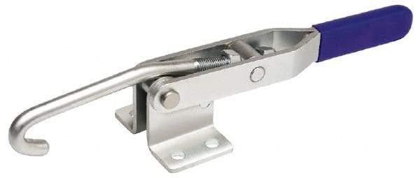 Gibraltar - 1,000 Lb Capacity, Horizontal, J Hook, Flanged Base, Carbon Steel Pull Action Latch Clamp - 6.13" Drawing Movement, 13.45" OAL, Straight Handle - Apex Tool & Supply