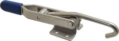Gibraltar - 450 Lb Capacity, Horizontal, J Hook, Flanged Base, Stainless Steel Pull Action Latch Clamp - 4" Drawing Movement, 8.82" OAL, Straight Handle - Apex Tool & Supply