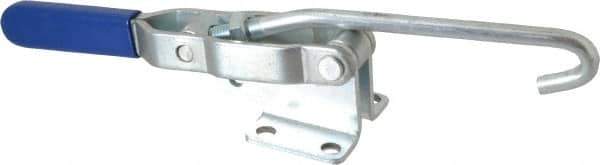 Gibraltar - 750 Lb Capacity, Horizontal, J Hook, Flanged Base, Carbon Steel Pull Action Latch Clamp - 5.38" Drawing Movement, 12" OAL, Straight Handle - Apex Tool & Supply