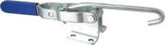 Gibraltar - 750 Lb Capacity, Horizontal, J Hook, Flanged Base, Carbon Steel Pull Action Latch Clamp - 5.38" Drawing Movement, 12" OAL, Straight Handle - Apex Tool & Supply