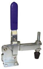 Gibraltar - 600 Lb Holding Capacity, Vertical Handle, Manual Hold Down Toggle Clamp - 58° Handle Movement, 106° Bar Opening, U-Bar, Flanged Base, Carbon Steel - Apex Tool & Supply