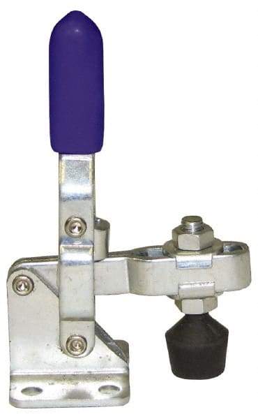 Gibraltar - 100 Lb Holding Capacity, Vertical Handle, Manual Hold Down Toggle Clamp - 60° Handle Movement, 110° Bar Opening, U-Bar, Flanged Base, Carbon Steel - Apex Tool & Supply