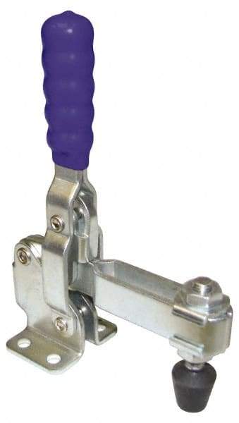 Gibraltar - 200 Lb Holding Capacity, Vertical Handle, Manual Hold Down Toggle Clamp - 64° Handle Movement, 104° Bar Opening, U-Bar, Flanged Base, Carbon Steel - Apex Tool & Supply