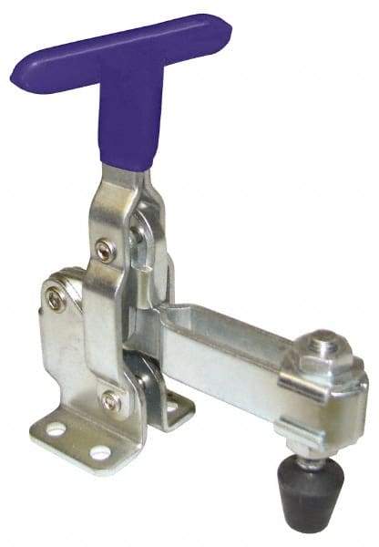 Gibraltar - 600 Lb Holding Capacity, Vertical Handle, Manual Hold Down Toggle Clamp - 58° Handle Movement, 106° Bar Opening, U-Bar, Flanged Base, Carbon Steel - Apex Tool & Supply