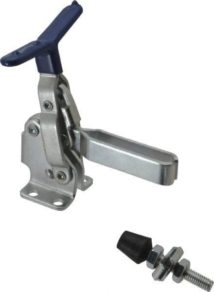 Gibraltar - 375 Lb Holding Capacity, Vertical Handle, Manual Hold Down Toggle Clamp - 62° Handle Movement, 115° Bar Opening, U-Bar, Flanged Base, Carbon Steel - Apex Tool & Supply