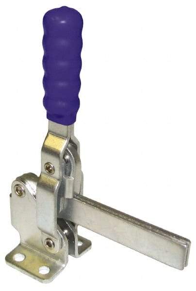 Gibraltar - 750 Lb Holding Capacity, Vertical Handle, Manual Hold Down Toggle Clamp - 58° Handle Movement, 106° Bar Opening, Solid Bar, Flanged Base, Carbon Steel - Apex Tool & Supply