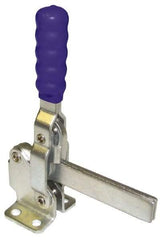 Gibraltar - 750 Lb Holding Capacity, Vertical Handle, Manual Hold Down Toggle Clamp - 58° Handle Movement, 106° Bar Opening, Solid Bar, Flanged Base, Carbon Steel - Apex Tool & Supply