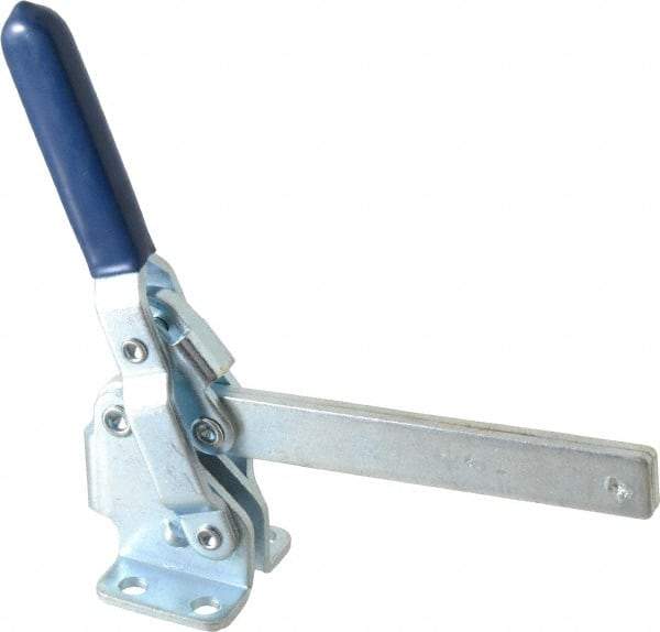 Gibraltar - 450 Lb Holding Capacity, Vertical Handle, Manual Hold Down Toggle Clamp - 62° Handle Movement, 115° Bar Opening, Solid Bar, Flanged Base, Carbon Steel - Apex Tool & Supply