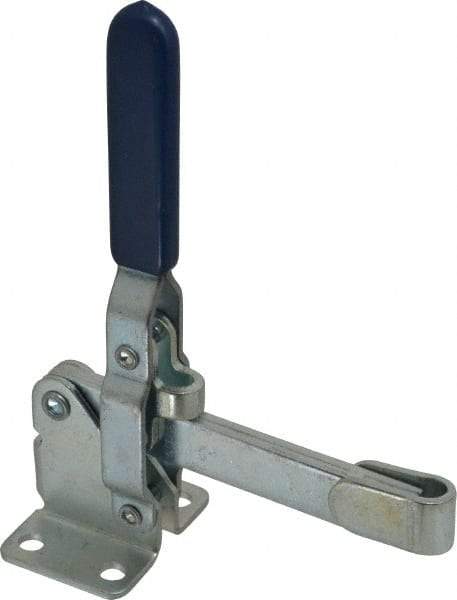 Gibraltar - 750 Lb Holding Capacity, Vertical Handle, Manual Hold Down Toggle Clamp - 58° Handle Movement, 106° Bar Opening, Solid Bar, Flanged Base, Carbon Steel - Apex Tool & Supply