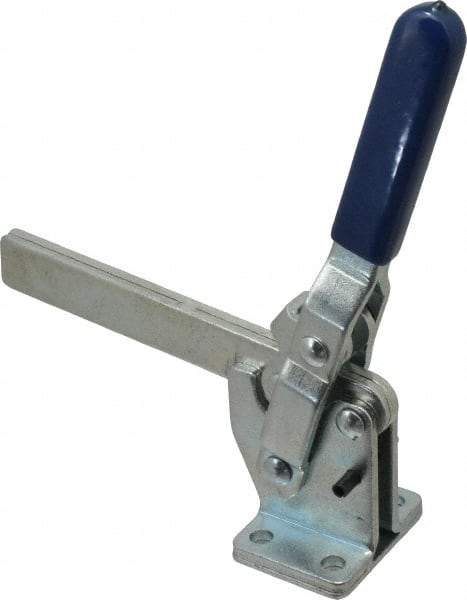 Gibraltar - 1,000 Lb Holding Capacity, Vertical Handle, Manual Hold Down Toggle Clamp - 75° Handle Movement, 136° Bar Opening, Solid Bar, Flanged Base, Carbon Steel - Apex Tool & Supply