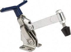 Gibraltar - 475 Lb Holding Capacity, Vertical Handle, Manual Hold Down Toggle Clamp - 62° Handle Movement, 115° Bar Opening, Solid Bar, Flanged Base, Carbon Steel - Apex Tool & Supply