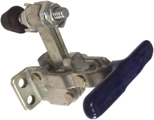 Gibraltar - 200 Lb Holding Capacity, Vertical Handle, Manual Hold Down Toggle Clamp - 64° Handle Movement, 104° Bar Opening, Solid Bar, Flanged Base, Carbon Steel - Apex Tool & Supply