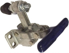 Gibraltar - 200 Lb Holding Capacity, Vertical Handle, Manual Hold Down Toggle Clamp - 64° Handle Movement, 104° Bar Opening, Solid Bar, Flanged Base, Carbon Steel - Apex Tool & Supply