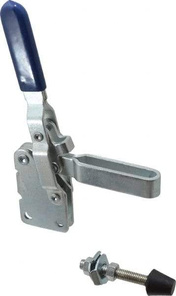 Gibraltar - 600 Lb Holding Capacity, Vertical Handle, Manual Hold Down Toggle Clamp - 58° Handle Movement, 106° Bar Opening, U-Bar, Straight Base, Carbon Steel - Apex Tool & Supply