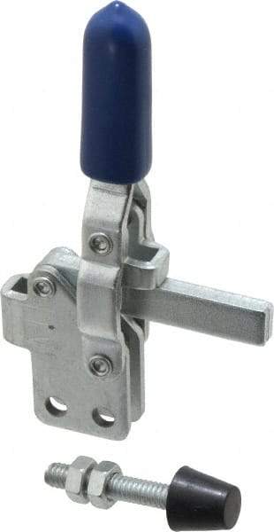 Gibraltar - 200 Lb Holding Capacity, Vertical Handle, Manual Hold Down Toggle Clamp - 64° Handle Movement, 104° Bar Opening, Solid Bar, Straight Base, Carbon Steel - Apex Tool & Supply