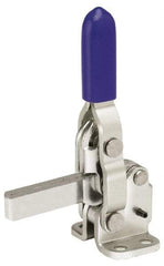 Gibraltar - 250 Lb Holding Capacity, Vertical Handle, Manual Hold Down Toggle Clamp - 65° Handle Movement, 105° Bar Opening, Solid Bar, Flanged Base, Electro-Plated Zinc, Stainless Steel - Apex Tool & Supply