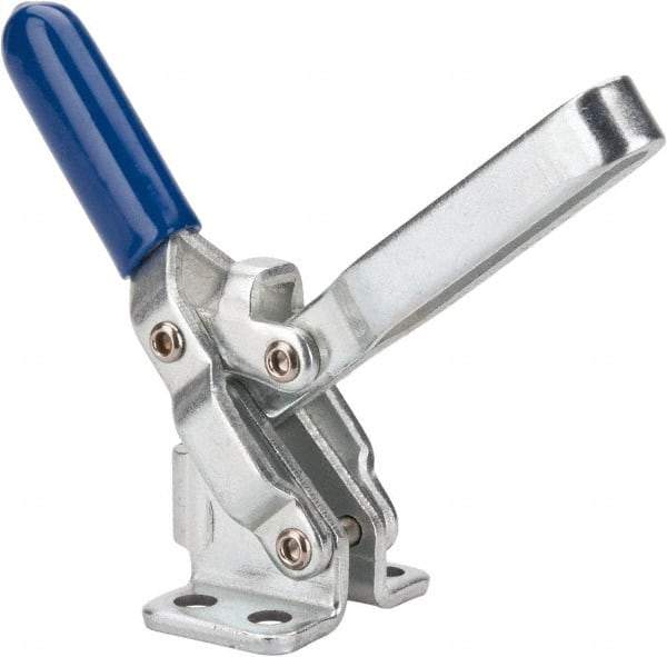 Gibraltar - 200 Lb Holding Capacity, Vertical Handle, Manual Hold Down Toggle Clamp - 65° Handle Movement, 105° Bar Opening, U-Bar, Flanged Base, Electro-Plated Zinc, Carbon Steel - Apex Tool & Supply