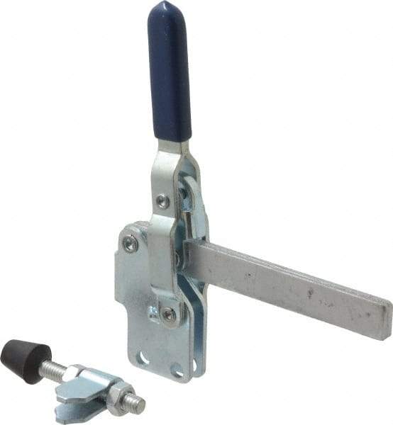 Gibraltar - 450 Lb Holding Capacity, Vertical Handle, Manual Hold Down Toggle Clamp - 57° Handle Movement, 99° Bar Opening, Solid Bar, Straight Base, Electro-Plated Zinc, Carbon Steel - Apex Tool & Supply