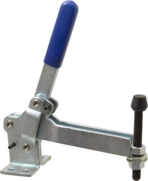 Gibraltar - 1,000 Lb Holding Capacity, Vertical Handle, Manual Hold Down Toggle Clamp - 180° Handle Movement, 115° Bar Opening, U-Bar, Flanged Base, Electro-Plated Zinc, Carbon Steel - Apex Tool & Supply