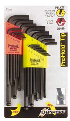 Bondhus - 22 Piece L-Key Handle Combo Hex Key Set - Hex Range 1/2 to 3/8" - Apex Tool & Supply