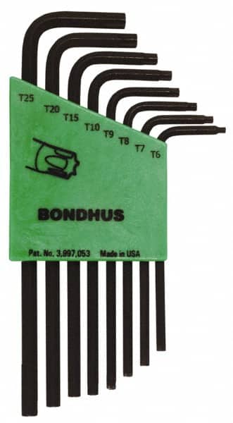Bondhus - 8 Piece T6 to T25 L-Key Long Arm Torx Key Set - Apex Tool & Supply