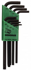 Bondhus - 8 Piece T9 to T40 L-Key Long Arm Torx Key Set - Apex Tool & Supply