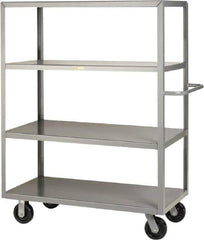 Little Giant - 3,600 Lb Capacity, 4 Shelf, Steel Shelf Truck - 65-1/2" Long x 30" Wide x 63-1/2" High, 6" Diam Phenolic Wheels - Apex Tool & Supply