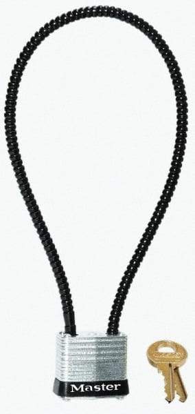 Master Lock - 7" Shackle Clearance, Keyed Different Padlock - 7/32" Shackle Diam, Steel - Apex Tool & Supply