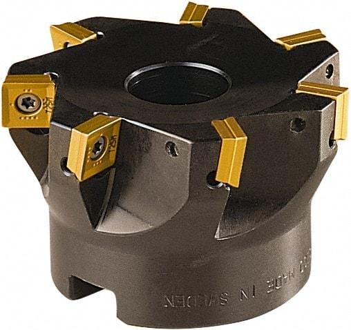 Seco - 7 Inserts, 63mm Cut Diam, 22mm Arbor Diam, 8mm Max Depth of Cut, Indexable Square-Shoulder Face Mill - 90° Lead Angle, 40mm High, SONX 09T3 Insert Compatibility, Series Mini Square - Apex Tool & Supply