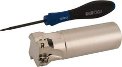 Seco - 1-1/2" Cut Diam, 0.354" Max Depth of Cut, 1-1/4" Shank Diam, 4" OAL, Indexable Square Shoulder End Mill - XO.X 10T3.. Inserts, Weldon Shank, 90° Lead Angle, Through Coolant, Series Turbo 10 - Apex Tool & Supply