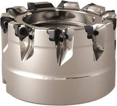 Seco - 9 Inserts, 50mm Cut Diam, 22mm Arbor Diam, 4mm Max Depth of Cut, Indexable Square-Shoulder Face Mill - 90° Lead Angle, 40mm High, XNEX 0403 Insert Compatibility, Through Coolant - Apex Tool & Supply