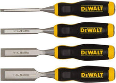 DeWALT - 4 Piece Wood Chisel Set - 11-29/32" OAL, High-impact Polypropylene & Rubber, Sizes Included 1/4 to 1" - Apex Tool & Supply