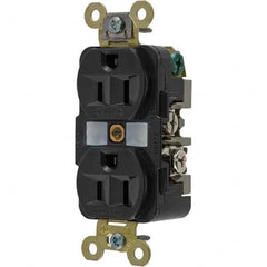 Hubbell Wiring Device-Kellems - 125V 15A NEMA 5-15R Industrial Grade Black Straight Blade Duplex Receptacle - Apex Tool & Supply
