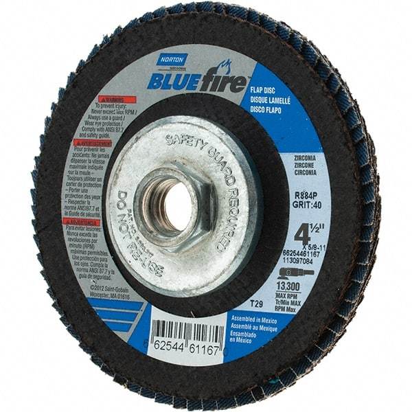 Norton - Flap Disc - Fiberglass Backing, Arbor Attaching System - Apex Tool & Supply