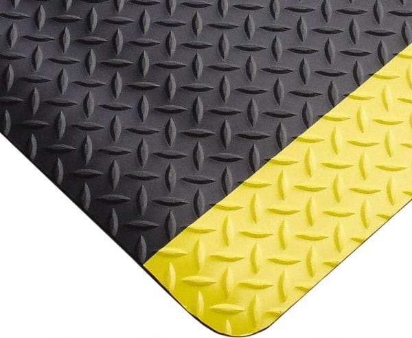 PRO-SAFE - 8' Long x 3' Wide, Dry Environment, Anti-Fatigue Matting - Black & Yellow, Vinyl with Vinyl Sponge Base, Beveled on 4 Sides - Apex Tool & Supply