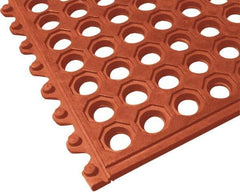 PRO-SAFE - 3' Long x 3' Wide x 5/8" Thick, Anti-Fatigue Modular Matting Tiles - Male, 1 Interlocking Side, Red, For Dry & Wet Areas - Apex Tool & Supply