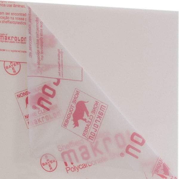 Made in USA - 3/16" Thick x 2' Wide x 25" Long, Polycarbonate Sheet - White, Rockwell R-118 Hardness, ±10% Tolerance - Apex Tool & Supply