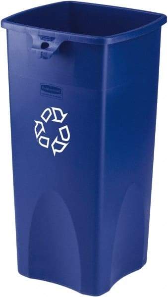Rubbermaid - 23 Gal Blue Square Recycling Container - Plastic, 30" High x 16-1/2" Long x 15-1/2" Wide - Apex Tool & Supply