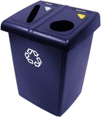 Rubbermaid - 46 Gal Blue Square Recycling Container - Plastic, 35" High x 26.8" Long x 23.6" Wide - Apex Tool & Supply