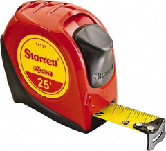 Starrett - 25' x 1" Yellow Blade Tape Measure - 1/16" Graduation, S1 Graduation Style, Red Case - Apex Tool & Supply