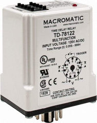 Macromatic - 11 Pin, 999 hr Delay, Multiple Range DPDT Time Delay Relay - 10 Contact Amp, 120 VAC/VDC, Pushbutton Thumbwheel - Apex Tool & Supply