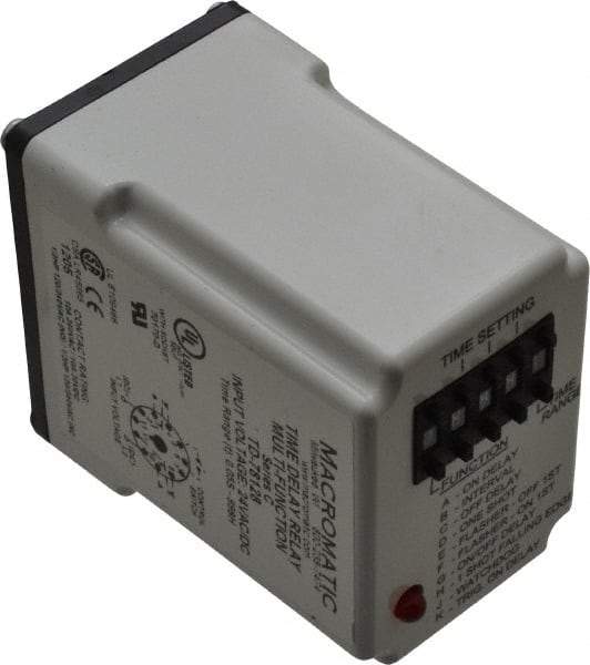 Macromatic - 11 Pin, 999 hr Delay, Multiple Range DPDT Time Delay Relay - 10 Contact Amp, 24 VAC/VDC, Pushbutton Thumbwheel - Apex Tool & Supply