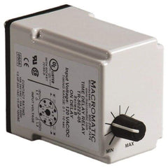 Macromatic - 8 Pin, Multiple Range DPDT Time Delay Relay - 10 Contact Amp, 120 VAC/VDC, Knob - Apex Tool & Supply