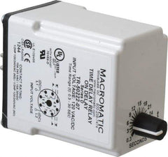 Macromatic - 8 Pin, Multiple Range DPDT Time Delay Relay - 10 Contact Amp, 120 VAC/VDC, Knob - Apex Tool & Supply